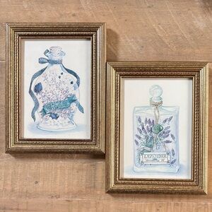 Fortunoff Set of Two Framed Jasmine & Lavender Perfume Bottle Prints